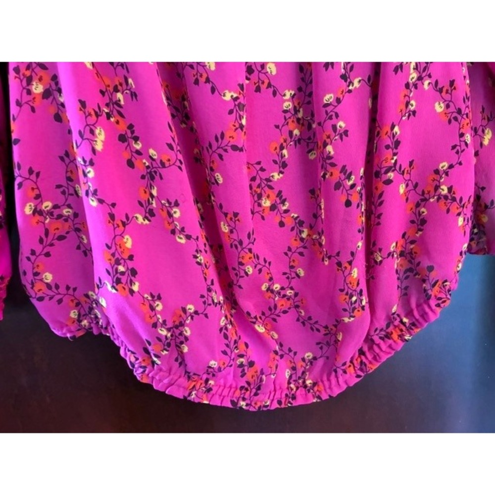 Diane von Furstenberg Blouse Womens S Pink Excellent Silk Floral Peasant Top - Picture 5 of 11